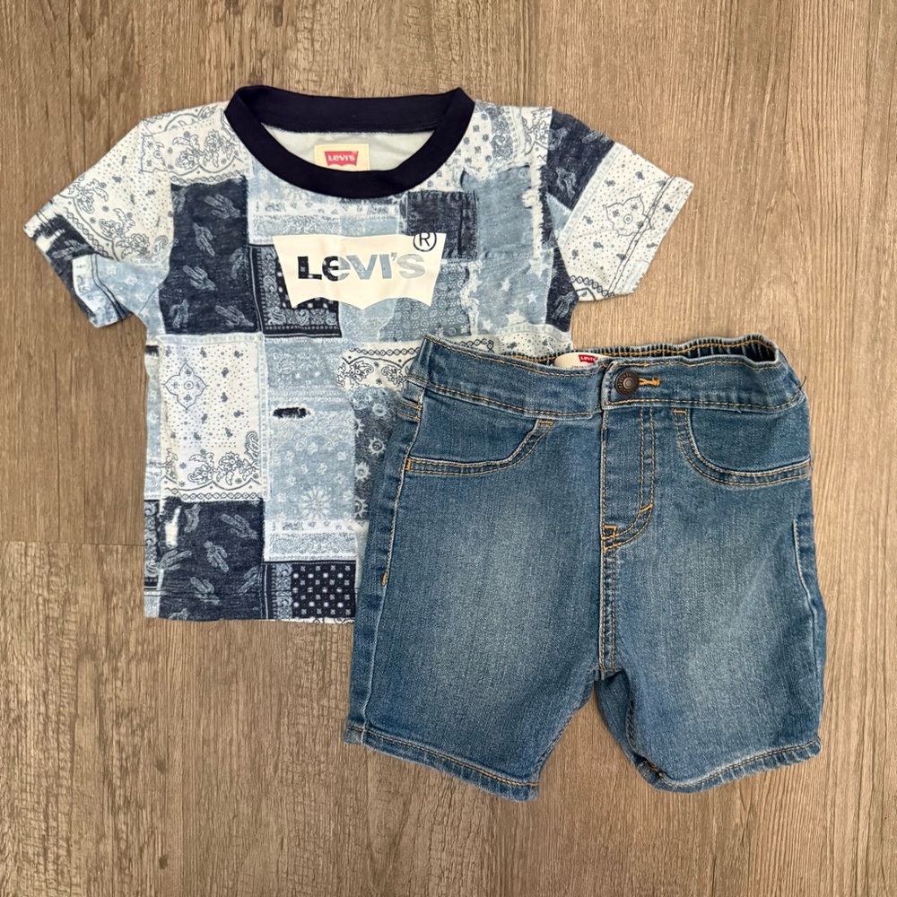 Levi's Blue Patchwork Toddler Boy’s Set